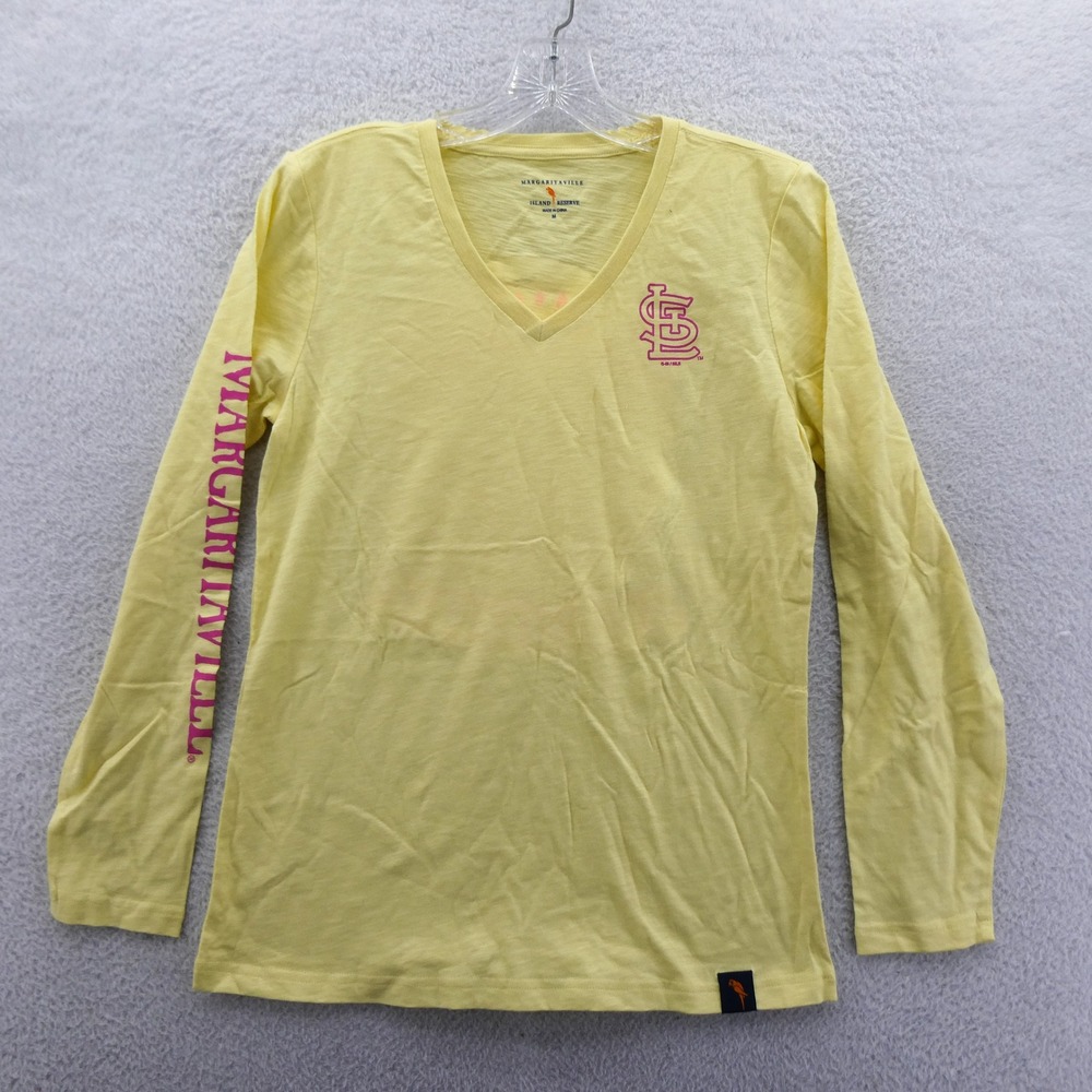 Margaritaville Shirt Womens Medium St Louis Cardinals Yellow Long Sleeve Vintage - Picture 2 of 10